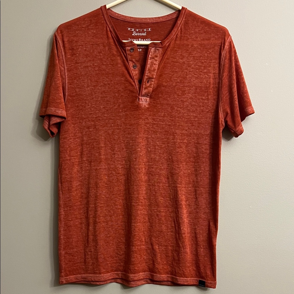 Lucky Brand Burnt Orange Henley Shirt Size S